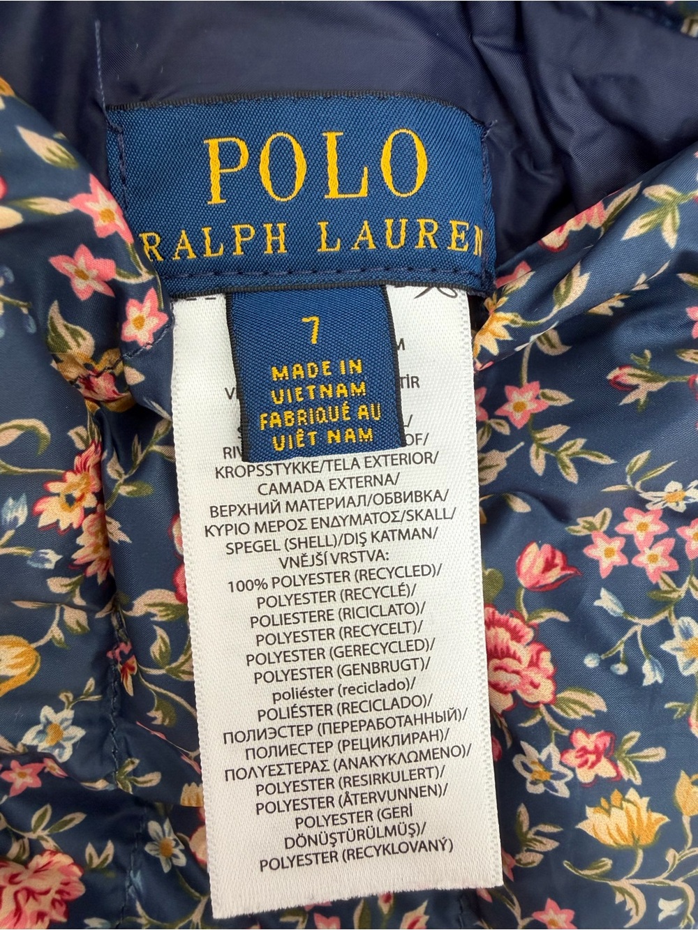 Polo Ralph Lauren Girls Reversible Puffer Jacket Pink Floral Size 6 - 7 - Picture 10 of 12